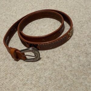 Topshop Tan Leather Belt with Silver Buckle